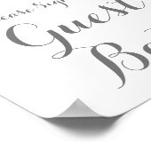 ピンクの白い花結婚のゲストブックサインのポスター ポスター (角)