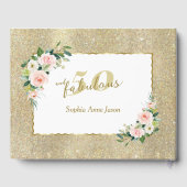 ピンクの白い花金ゴールド50と素晴らしい誕生日 ゲストブック (裏面)