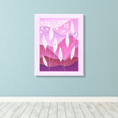 ピンクの白い葉引き伸ばしキャンバス印刷の濃淡 キャンバスプリント (インサイチュ (ウッドフロア))