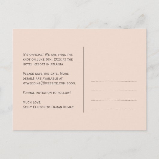 ピンクの白い蓮の花モダンは灰色の日付以外 案内ポストカード (裏面)