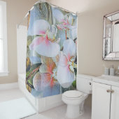 ピンクの白い蘭の花 水彩画 シャワーカーテン (インサイチュ)