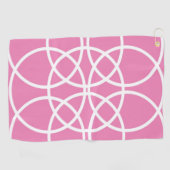 ピンクの白い螺旋円 ゴルフタオル (横)