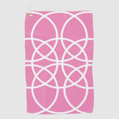 ピンクの白い螺旋円 ゴルフタオル (正面)