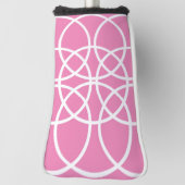 ピンクの白い螺旋円 ゴルフヘッドカバー (回転90)