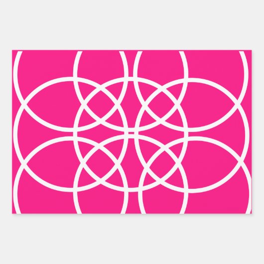 ピンクの白い螺旋円 ラッピングペーパーシート (正面)