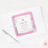 ピンクの白い製品包装ラベルシルバーフレーム スクエアシール (封筒)