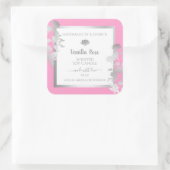 ピンクの白い製品包装ラベルシルバーフレーム スクエアシール (バッグ)