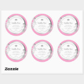 ピンクの白い製品包装ラベルシルバーフレーム ラウンドシール (シート)