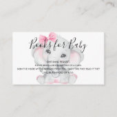 ピンクの白い象の女の子の赤ちゃんシャワー本のリクエスト エンクロージャーカード (正面)