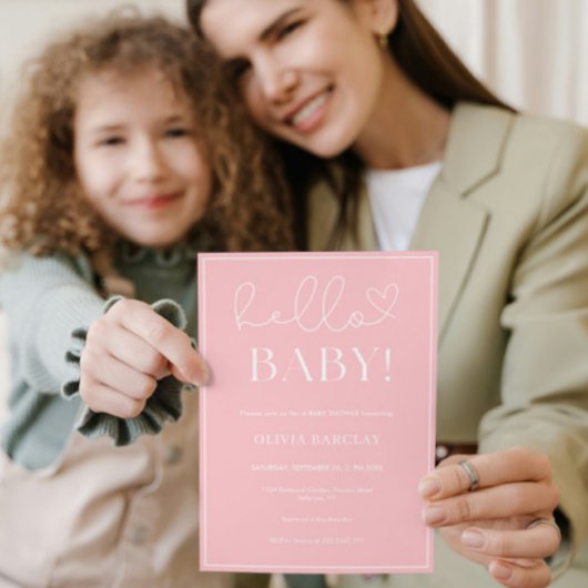 ピンクの白い赤ちゃんガールシャワー 招待状