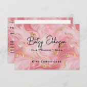 ピンクの白い金ゴールドのマーク付きギフト証明書カード 招待状 (正面/裏面)