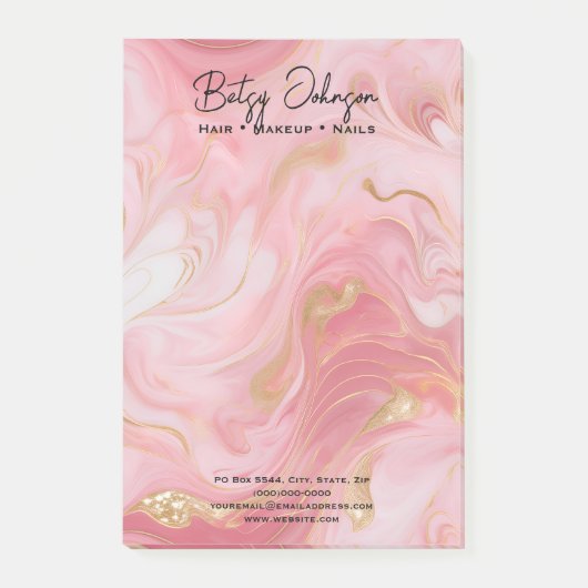 ピンクの白い金ゴールド ポストイット (正面)