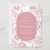 ピンクの白い陳腐なブライダルシャワーの招待 招待状 (正面)