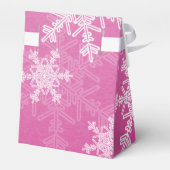 ピンクの白い雪片ミニマリストクリスマス フェイバーボックス (裏面サイド)