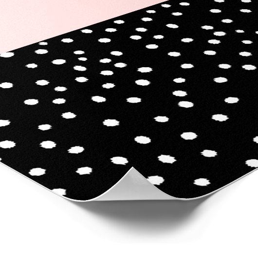 ピンクの白い黒い水色の水玉模様 ポスター (角)