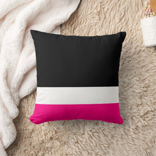 ピンクの白い黒のカラーブロック クッション (ブランケット)