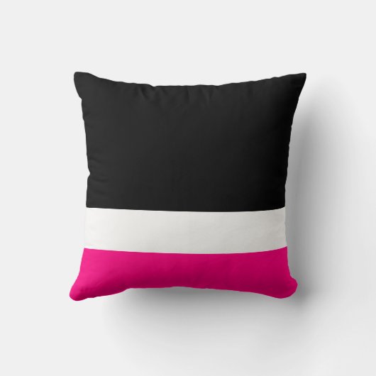 ピンクの白い黒のカラーブロック クッション (裏面)