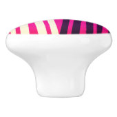 ピンクの白い黒の垂直ストライプ文字 セラミックノブ (側面)