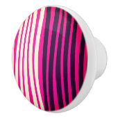 ピンクの白い黒の垂直ストライプ文字 セラミックノブ (右)