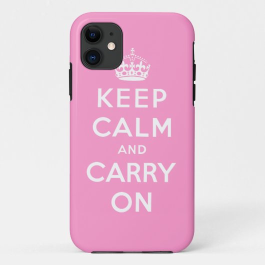 ピンクの白いKeep Calm and Carry OnのiPhone 5の箱 Case-Mate iPhoneケース (裏面)