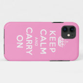 ピンクの白いKeep Calm and Carry OnのiPhone 5の箱 Case-Mate iPhoneケース (裏面(横))
