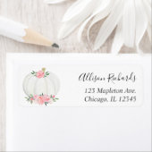 ピンクの白かぼちゃフローラ水彩秋 ラベル (インサイチュ)