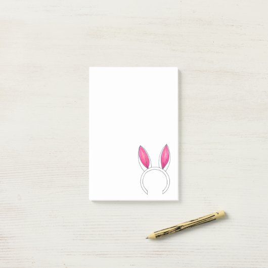 ピンクの白かわいいイースターバニーウサギ耳の動物 ポストイット (デスク上)
