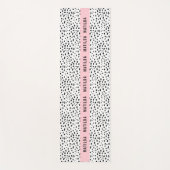 ピンクの白と黒のストライプ点パーソナライズされた ヨガマット (正面)