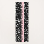 ピンクの白と黒のストライプ点パーソナライズされた ヨガマット (正面)