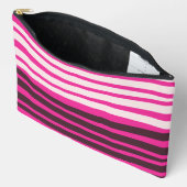 ピンクの白と黒のストライプ アクセサリーポーチ (見開き)