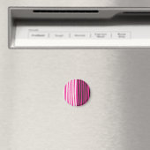 ピンクの白と黒の垂直ストライプ文字 マグネット (インサイチュ (食洗機))