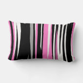 ピンクの白と黒の抽象芸術 ランバークッション (裏面)