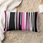 ピンクの白と黒の抽象芸術 ランバークッション (ブランケット)