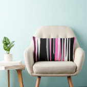 ピンクの白と黒の抽象芸術 ランバークッション (椅子)