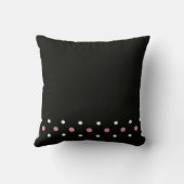 ピンクの白と黒の水玉模様 クッション (裏面)