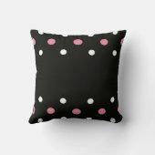 ピンクの白と黒の水玉模様 クッション (裏面)