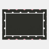 ピンクの白と黒の水玉模様 ラッピングペーパーシート (正面2)