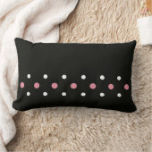 ピンクの白と黒の水玉模様 ランバークッション (ブランケット)