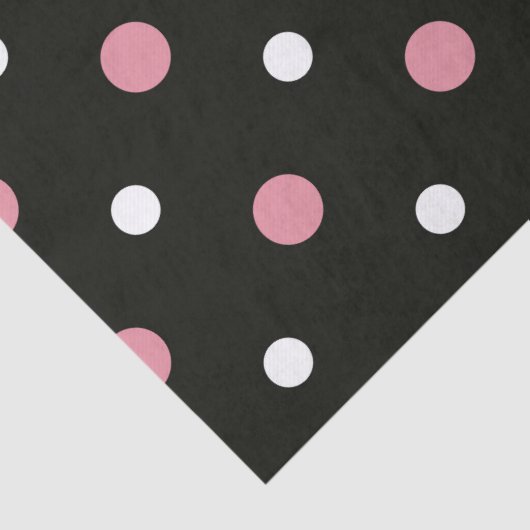 ピンクの白と黒の水玉模様 薄葉紙 (詳細)