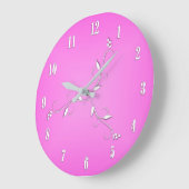 ピンクの白はつる植物のアクセントに番号を付けます ラージ壁時計 (傾斜)