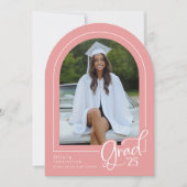 ピンクの白エレガント写真2025年の発表 招待状 (正面)