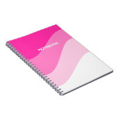 ピンクの白グラデーション波パターン ノートブック (右側)