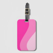 ピンクの白グラデーション波パターン ラゲッジタグ (正面縦)