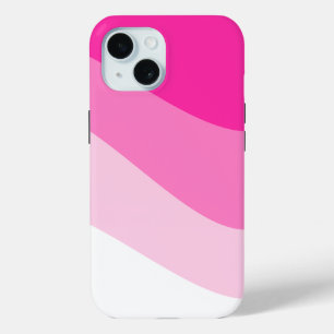 ピンクの白グラデーション波パターン iPhone 15ケース