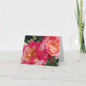 ピンクの白ストライプのバラ空白のフォトアートノートカード カード (正面)