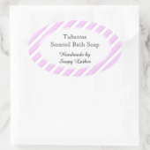 ピンクの白ストライプ色のカスタムレシピ石鹸 楕円形シール (バッグ)