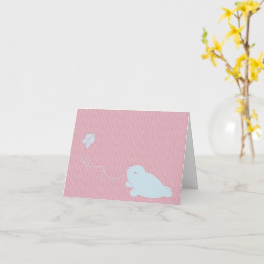 ピンクの白ハープのメッセージカード カード (黄色い花)