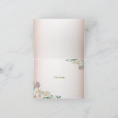 ピンクの白バラの水色の緑結婚色 サンキューカード (内部)