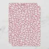 ピンクの白ヒョウ柄ベビーシャワー 招待状 (正面/裏面)