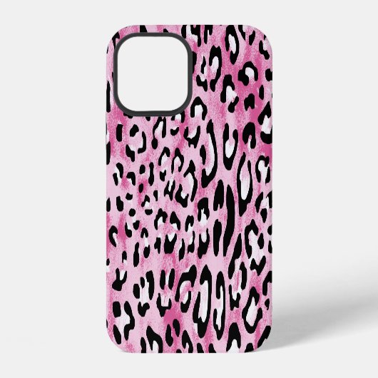 ピンクの白ヒョウ柄。 iPhoneケース (裏面)